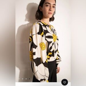 Meimeij | Bold Floral Puff Sleeve Blouse | Sz Med (Estimated) | Made in Italy